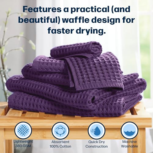 Stoneberry Home® 6-Piece Waffle Towel Set Cotton Wine Berry - color: Wine Berry