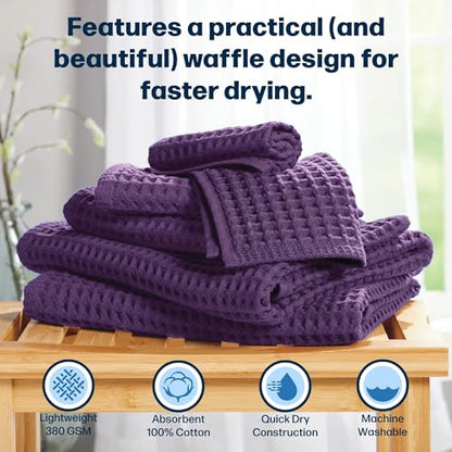 Stoneberry Home® 6-Piece Waffle Towel Set Cotton Wine Berry - color: Wine Berry