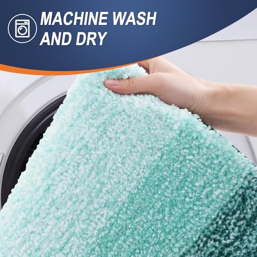OLANLY Bathroom Rugs Sets 3 piece, Soft Microfiber Absorbent Bath Mat, U-Shaped Contour Toilet Mat and Toilet Lid Cover, Quick Dry, Machine Washable, Toilet Cover and Rug Set, Blackish Green - color: Blackish Green, size: 24" X 16" + U24" X 20" + 17.5" X