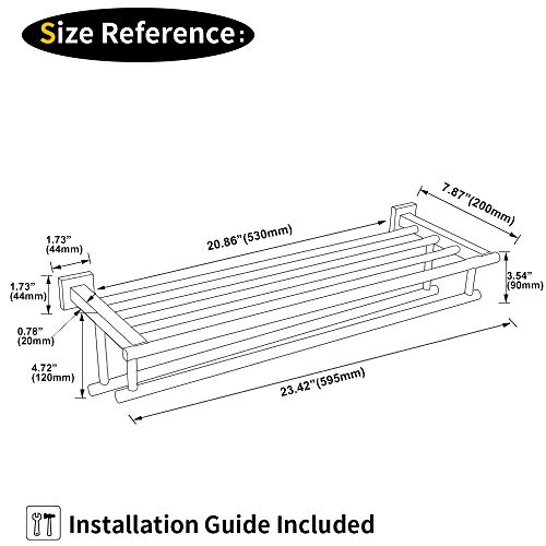 GERZWY Bathroom Lavatory Towel Rack Towel Shelf with Double Towel Bars Wall Mount Holder, 24-Inch SUS 304 Stainless Steel Brushed Finish AG1602B-LS - color: Brushed