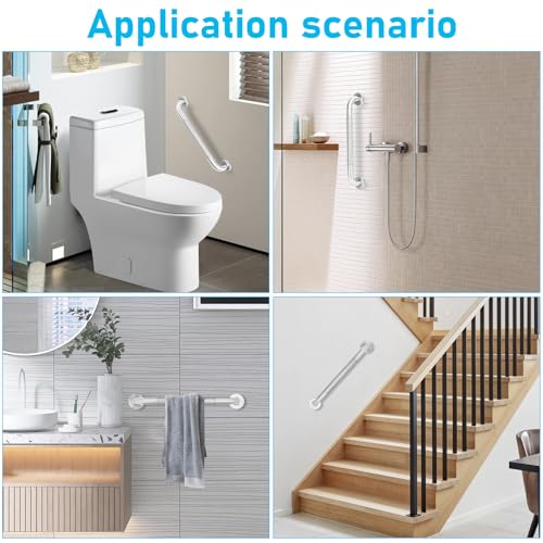 2-Pack, Shower Grab Bars & Bathtub Safety Handles - 304 Stainless Steel Textured Non-Slip Assist Rails for Anti-Fall Support in Tub, Shower, and Toilet Areas, 12 Inch - size: 12 Inch