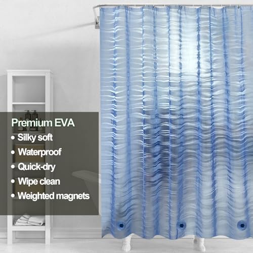 Plastic Shower Liner - Premium EVA 4G Shower Curtain Liner with Rustproof Grommets and 3 Weighted Magnets, Waterproof Shower Curtains for Bathroom (Ripple) - color: Ripple, size: 71"W x 71"L (Pack of 1)