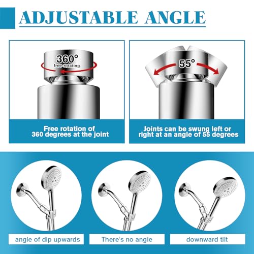 Adjustable Handheld Shower Head Holder Bracket Easy Wall Mount Shower Head Mount for Bathroom Hand Shower All Metal Adjustable Shower Bracket for Connecting Shower Arm and Shower Hose (Chrome) - color: Polished Chrome
