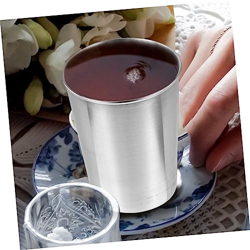 Healifty Stainless Steel Water Cup Tumbler for Beverages Mouthwash and More Stylish Silver Design for Home Parties and Washrooms - size: 8.50X6.00X6.00CM