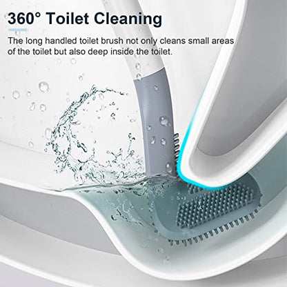 3 Pack Golf Toilet Brush, Flexible Long Handled Toilet Cleaning Brush, 360° No Dead Space Deep Toilet Cleaning Brush, Toilet Brush for Bathroom, with Hook (White + Blue + Grey) - color: White + Blue + Grey