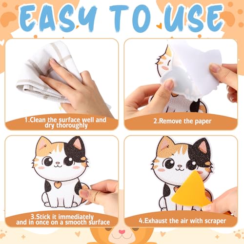 Yaomiao 24 Pcs Cat Bathtub Non Slip Stickers Bathroom Tubs Anti Slip Decal | Shiny, Sparkle, Glitter, Peva, 4.53inch, Easy Apply, Scraper, No Residue, for Shower Stairs Floor, Safety,Cute, Grip - style: Cat