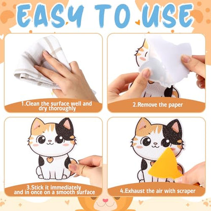 Yaomiao 24 Pcs Cat Bathtub Non Slip Stickers Bathroom Tubs Anti Slip Decal | Shiny, Sparkle, Glitter, Peva, 4.53inch, Easy Apply, Scraper, No Residue, for Shower Stairs Floor, Safety,Cute, Grip - style: Cat
