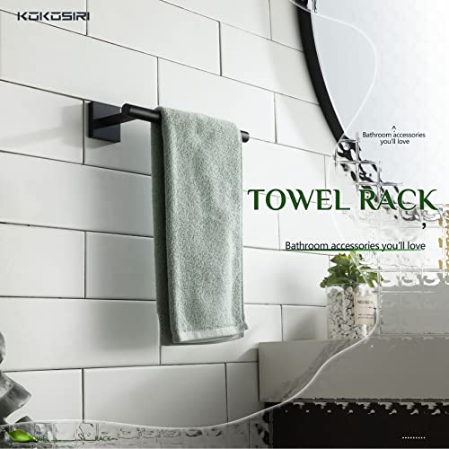 KOKOSIRI Towel Bar Matte Black Bathroom Hardware Hand Towel Rails Wall Mounted Kitchen Toilet Cabinet Paper Holder, Stainless Steel B3008BK - color: Matte Black, size: 1 Pack