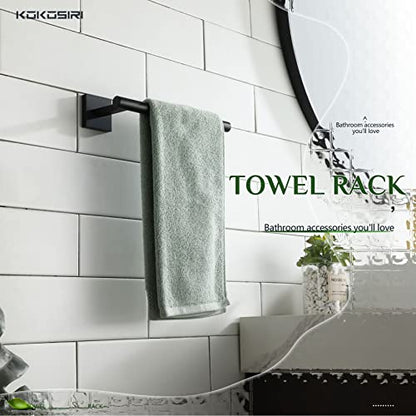 KOKOSIRI Towel Bar Matte Black Bathroom Hardware Hand Towel Rails Wall Mounted Kitchen Toilet Cabinet Paper Holder, Stainless Steel B3008BK - color: Matte Black, size: 1 Pack