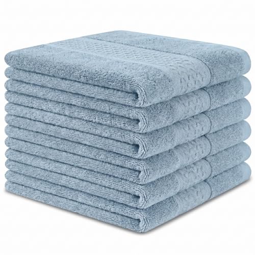 Washcloths Set, 6-Pack Cotton Wash Cloths, 13x13 Inch, Light Blue | Highly Absorbent and Soft Feel Fingertip Towels, Machine Washable Washcloths for Bathroom, Gym, Hotel, Spa and Kitchen - color: Sky Blue 6 Pack