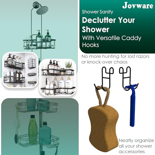 Shower Caddy Hooks, Razor Hanger for Shelf and Loofah (Black - 2 Open) - color: Black - 2 Open