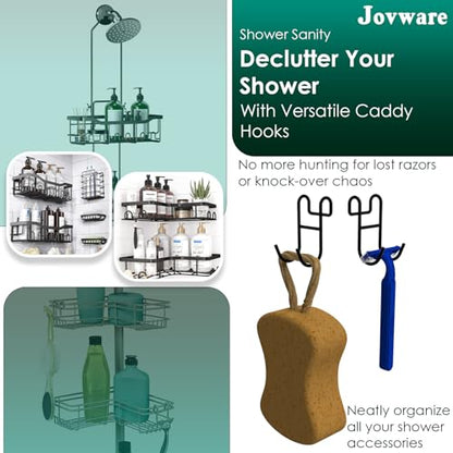 Shower Caddy Hooks, Razor Hanger for Shelf and Loofah (Black - 2 Open) - color: Black - 2 Open