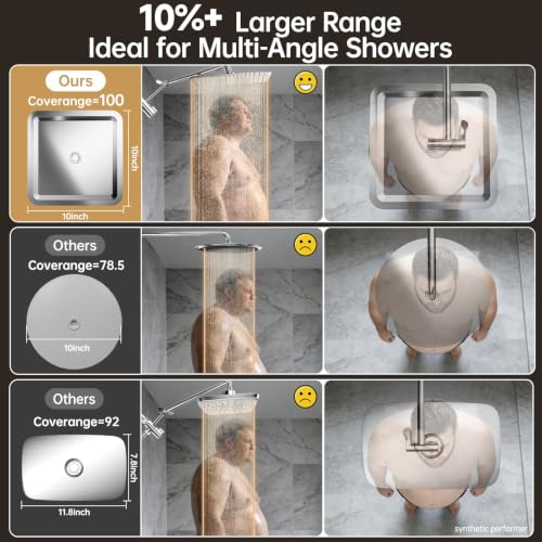 Veken All Metal 10"Luxurious Rain Shower Head with Handheld Spary,Power Jet | Square,Dual High Pressure Showerhead Combo,Double Detachable Shower Heads,Rainfall with Extension Arm,Long Hose,Chrome,Silver - color: Chrome, size: 10 Inch