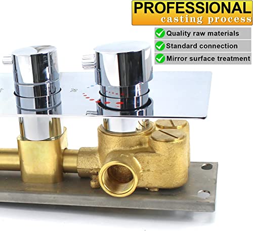 16 X 24 inch Shower Faucet Set Complete Multifunctional Shower System With 3 Function Ceiling Rainfall Shower Head Thermostatic Mixer Valve Shower Body Jet And High Pressure Handheld, Chrome - color: Chrome