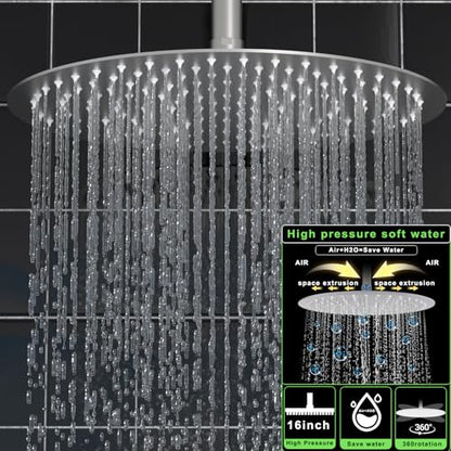 HOMEDEC 16" Round Rain Shower Faucet Set with Dual 6" Wall Shower Head, 5 Way Valve with 2-Function Handheld Shower and Body Jets, Brushed Nickel - color: Brushed Nickel, style: 5-Way + 2x 6" Top