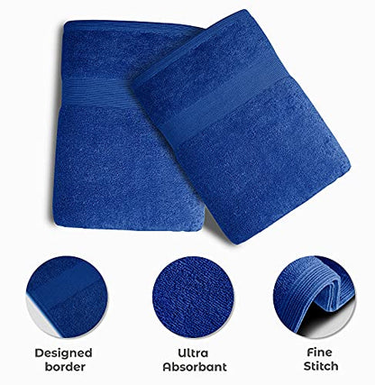 Luxury Bath Towels Set of 4 (27” x 54”) | Towels for Bathroom | Super Soft | Highly Absorbent Towels for Home, Spa, Gym (Royal Blue) - color: Royal Blue
