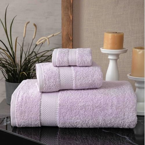 Personalized Towel Set, Custom Bath Towels with Name, Turkish Cotton Lilac | 3 Pcs Set, 100% Cotton, Embroidered, Monogrammed, Customized Gift For Adults, Wedding, Bridal Shower, Housewarming, Spa - color: Lilac, size: 3 Piece Towel Set