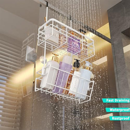 HapiRm Hanging Shower Caddy Organizer - No Drilling Shower Organizer with Inclined Shelf, Rustproof & Waterproof 304 Stainless Steel Bathroom Caddy - White - color: White-Inclined Shelf
