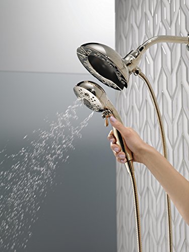 Delta Faucet 5-Spray In2ition Dual Shower Head with Handheld Spray, H2Okinetic Shower Head with Hose, Showerheads, Handheld Shower Heads, Magnetic Docking, Polished Nickel 58480-PN-PK - color: Polished Nickel