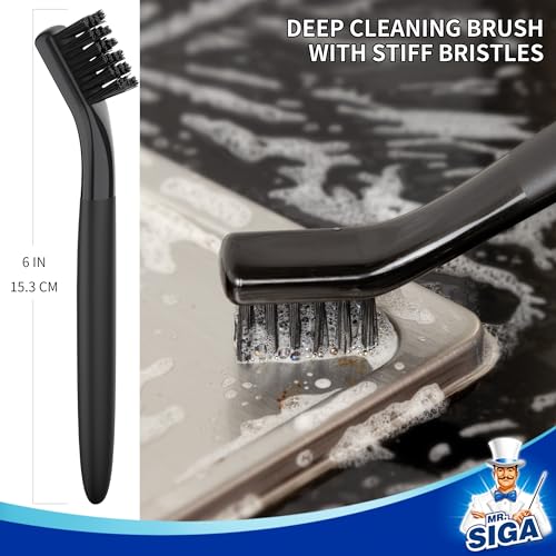 MR.SIGA Grout Cleaner Brush Set - Detail Cleaning Brush Set for Tile, Sink | Grout scub brush, small grout cleaning brush for crevice