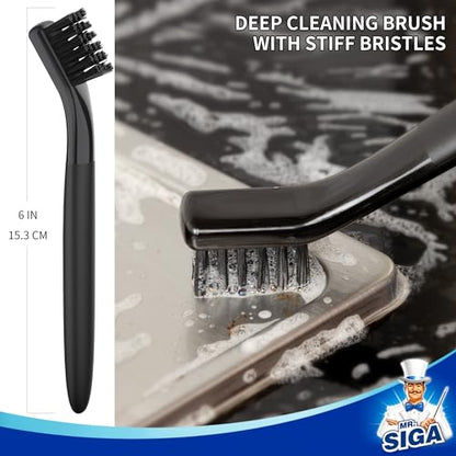 MR.SIGA Grout Cleaner Brush Set - Detail Cleaning Brush Set for Tile, Sink | Grout scub brush, small grout cleaning brush for crevice