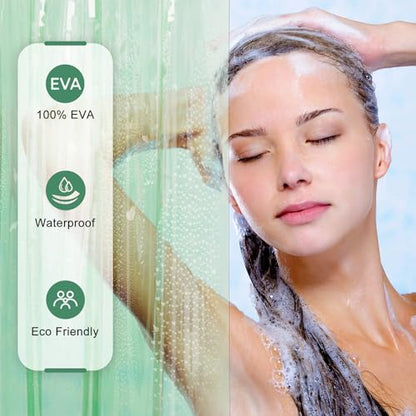 AmazerBath Heavy Duty Shower Curtain and Liner 2-in-1, 100% EVA Luxury Soft Clear Mint Green Shower Curtain Liner, 72x72 Plastic Weighted Shower Curtain, 12 Rustproof Grommets & 3 Heavyweight Stones - color: Rainbow Nature Oasis, size: 72"W x 72"L (Pack o