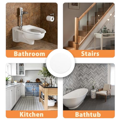 24 PCS Clear Round Shape Bathtub Non Slip Stickers | Adhesive Decals, Round Shape, Anti Slip for Shower Bath Floor Bathroom Stairs Ladders, Includes Scraper - color: Clear