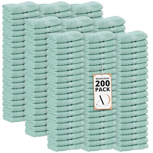 100% Cotton Washcloths 12x12 Inches, Popcorn Textured, Soft & Absorbent, Quick Dry, Set of 200, Mint Green - color: Mint Green, size: Pack of 200