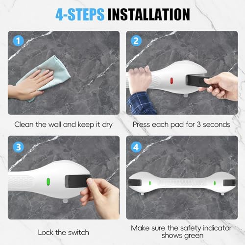 SPECILITE 17 Inch Suction Cup Grab Bar for Bathtub Shower 1 PCS | For Disabled and Elderly, for Bathroom Toilet Tiles Glass Seniors Handicap Safety Handrail - style: 1 pack