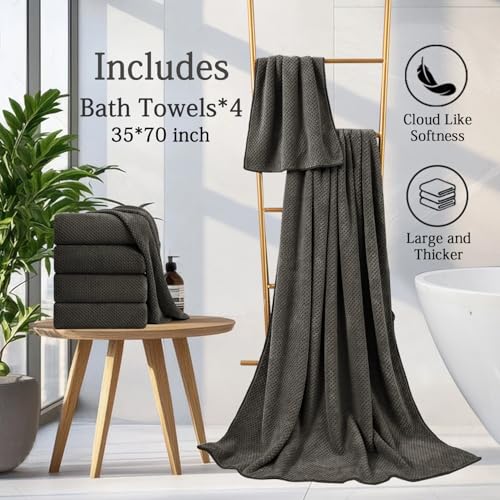 Extra Large Bath Towels Set 35x70 Inches - Dark Coffee Luxury 600 GSM Oversized Bath Sheet Towel,Ultra Soft Microfiber - Quick Dry,Highly Absorbent Shower Towels Spa Hotel Bathroom Towel Set (4-Pack) - color: Coffee Set, size: 4-Piece Set