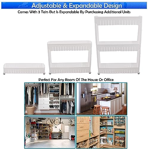 Slim Rolling Storage Cart - Narrow Slide Out Shelving Utility Cart - Mobile Storage for Laundry, Bathroom, Kitchen & Between Washer and Dryer. - color: White