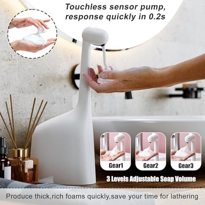 Automatic Foaming Soap Dispenser,10oz/300ml Touchless Smart Dispenser,Rechargeable Electric with 3-Level Adjustable Foam,IPX5 Waterproof for Bathroom Kitchen,White - color: White