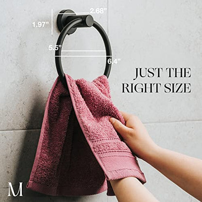 MARMOLUX ACC Matte Black Towel Ring - SUS304 Stainless Steel Wall Mounted Hand Towel Holder for Bathroom - Kitchen & Bathroom Towel Rack - Black Towel Hanger - Bathroom Towel Holder - Hand Towel Rack - color: Matte Black, size: Towel Ring