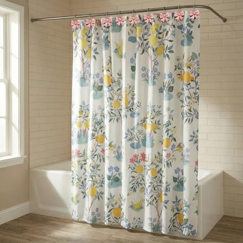12PCS Decorative Shower Curtain Hooks with Shining Diamond,Rust Resistant Pink Bow Knot Hangers,Cute Shower Curtain Rings Hooks for Home Bathroom Decor Supplies