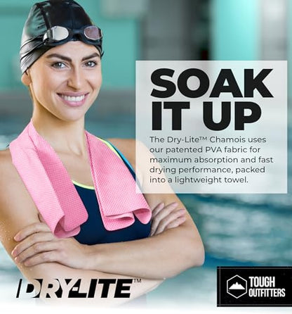 Tough Outfitters Quick Dry Towel - Travel Towel Fast Drying Lightweight - Compact Microfiber Towels for Body Camping Swim Beach Camp Backpacking - Quick Dry for Swimmers - color: Medium - 13" X 17 " - Pink