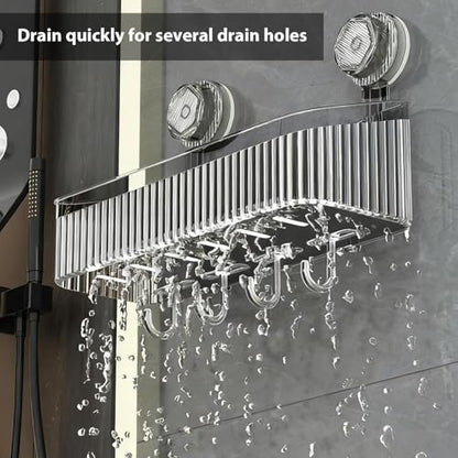 3 Pack Suction Cup Shower Caddy Not Suitable for Wet Wall | Clear Shower Shelves No Drillingwith Movable Hooks & Toothbrush Holder, Wall Storage Shelves for Bathroom, Kitchen