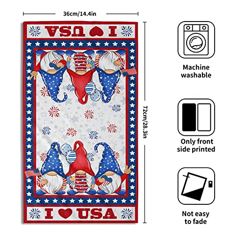 Giwawa American Flag Hand Towels Set of 2 Patriotic Gnome Soft Guest Face Towel Bathroom Holiday Decorations Thin Kitchen Tea Dish Towels - color: American Gnome