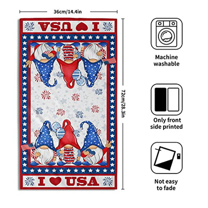 Giwawa American Flag Hand Towels Set of 2 Patriotic Gnome Soft Guest Face Towel Bathroom Holiday Decorations Thin Kitchen Tea Dish Towels - color: American Gnome