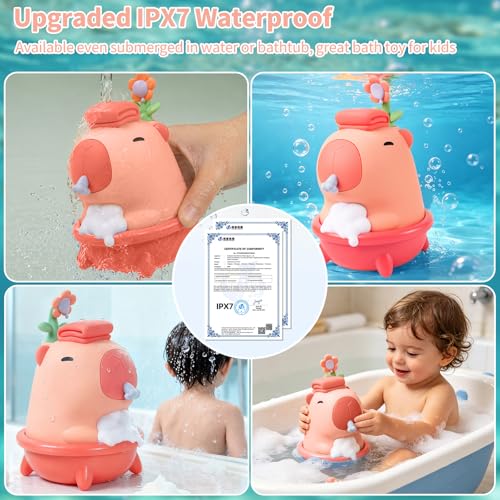 Cute Soap Dispenser - Pink Kids Automatic Foam Hand Soap Dispenser Touchless,Wall Mount Waterproof USB Rechargeable, 9.5oz for Bathroom, Office, Hotel, Hospital, Preschool Children - color: Pink Capybara