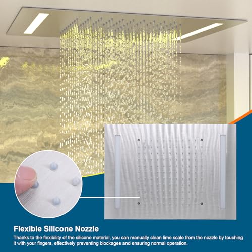 ENGA Dual Rain LED Shower System, 14"x20" Large Shower Head + 6" Wall Shower, 4 Body Jets with Individual On/Off & Adjustable Water Pressure, Rainfall Shower Faucet Set, Brushed Nickel - color: Brushed Nickel, style: 14X20" Led Shower - Body Jets