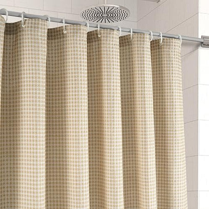 LANE LINEN Luxury Shower Curtain - 72 x 72 inches - Heavyweight Waffle Weave Fabric - Stable Hanging Design, Water Repellent & Quick Dry - Machine Washable & Header with Metal Grommets - Beige - color: 01: Waffle - Beige, size: 72"W x 72"L (Pack of 1)