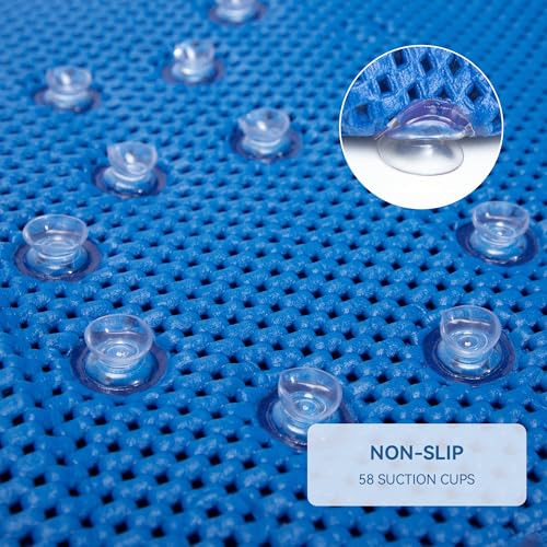 Bathtub Mat Non Slip, Soft Foam Bath Mat for Tub, Bathtub Mat with Drain Holes, Suction Cups Shower Mat (Royal Blue, 36''X17'') - color: Royal Blue