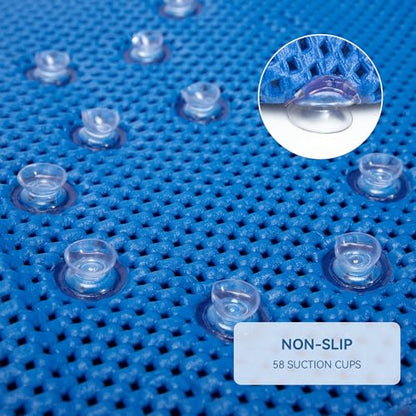 Bathtub Mat Non Slip, Soft Foam Bath Mat for Tub, Bathtub Mat with Drain Holes, Suction Cups Shower Mat (Royal Blue, 36''X17'') - color: Royal Blue