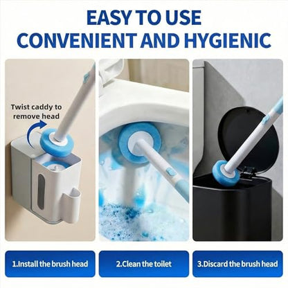 RV Toilet Brush, RV Accessories, Wall Mount Toilet Brush, 64 Toilet Refills | Hands Free Toilet Brush, One-Button Release, RV Toilet Brush and Holder Set, Compact Design, Camper Bathroom Accessories