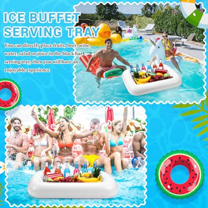 FillTouch Rectangular Inflatable Serving Bar Floating Drink Holder for Pool Inflatable Cup Holders Hot Tub Accessories, Adults Swimming Fun Drink Floats for Swimming Pool Party(White) - color: White