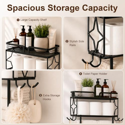 Towel Racks for Bathroom 39.9 Inch Wall Mounted Towel Rack with Shelf, Bathroom Towel Storage Holds 6 Large Rolled Towels, Metal Wall Towel Rack, Black - size: 39.9inch