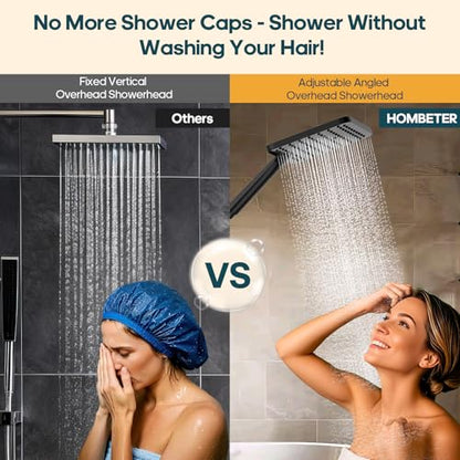 High Pressure Rain Shower Head with Handheld Combo, 10 Inch Square Rainfall Showerhead, Adjustable Slide Bar Dual Shower System, 3 Spray Modes, 59" Stainless Steel Hose, Matte Black - color: Matte Black, style: Basic