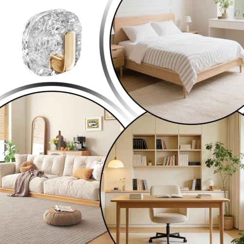 Stick on Towel Hook 4 Pieces Waterproof Coat Hanger | Water Wave Texture Adhesive Wall Towel Hooks for Toilet Shower Door Clothing Coat Purse Key Hat Backpack Bag Wreath - color: Gold