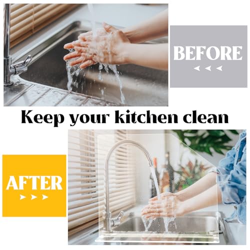 Vesici 2 Pcs Clear Acrylic Sink Splash Guard Freestanding Panel Barrier with Easy Reach Cutaway Kitchen Guard Protective Splatter Barrier for Home Hospital(19" Length, 18" Height, 4.5" Base) - size: 19" Length, 18" Height, 4.5" Base