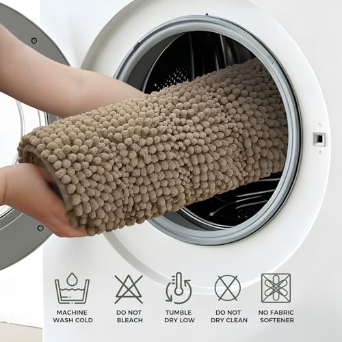 Bcoimo Bath Rugs Mat Set,2 Piece Non Slip Chenille Latte Bathroom Mat Sets | Extra Soft Bathroom Rug set;Non Slip with Rubber Backing Microfiber Mat;High Absorbent And Quick Drying mats;Machine Washable - color: Latte, size: 30"×20"Plus 24"×17"